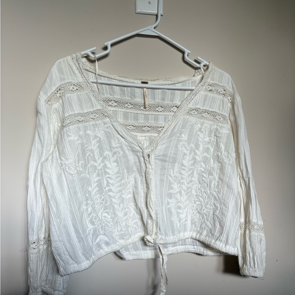 Free People Cotton Dainty Embroidered Top Size M